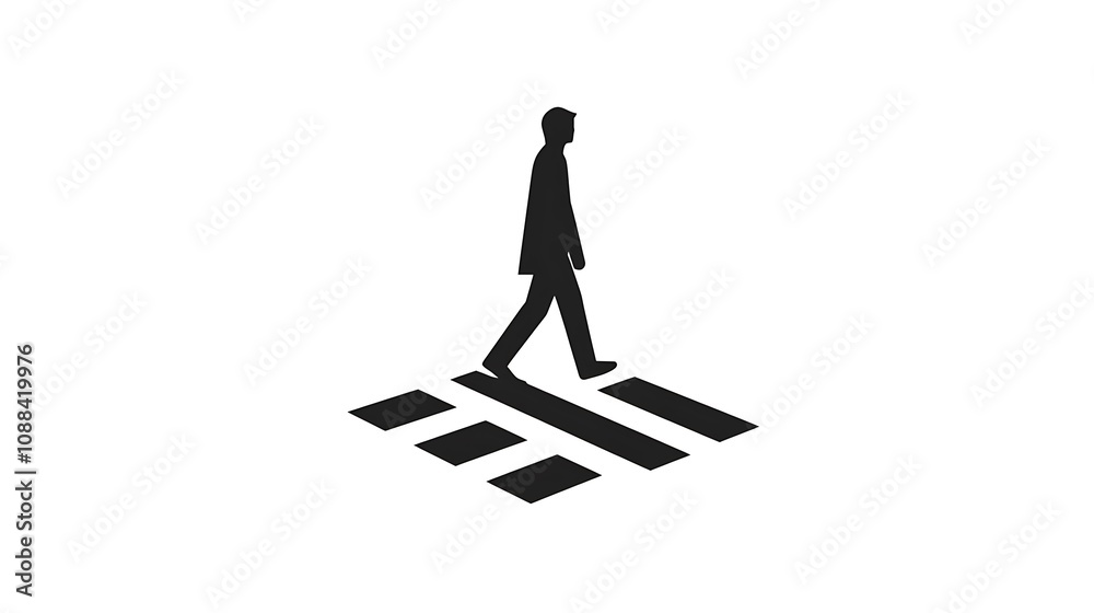 Silhouette of a Person Crossing a Pedestrian Crossing Silhouette of a Person Crossing a Pedestrian Crossing