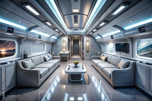 Minimalist Interior of a Spaceship: Sleek Design and Futuristic Aesthetics