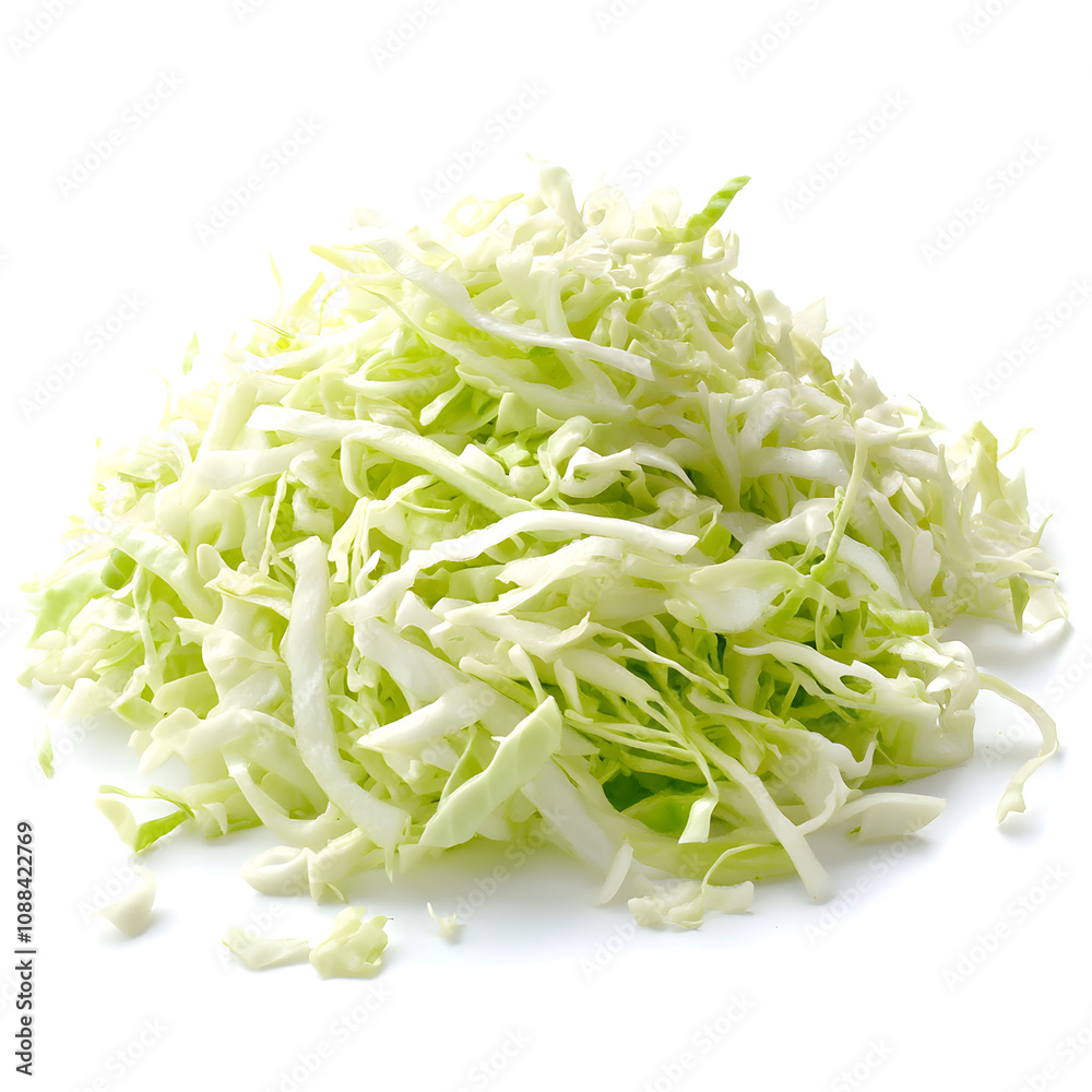 Small pile of shredded Cabbage isolated on a white background Small pile of shredded Cabbage isolated on a white background