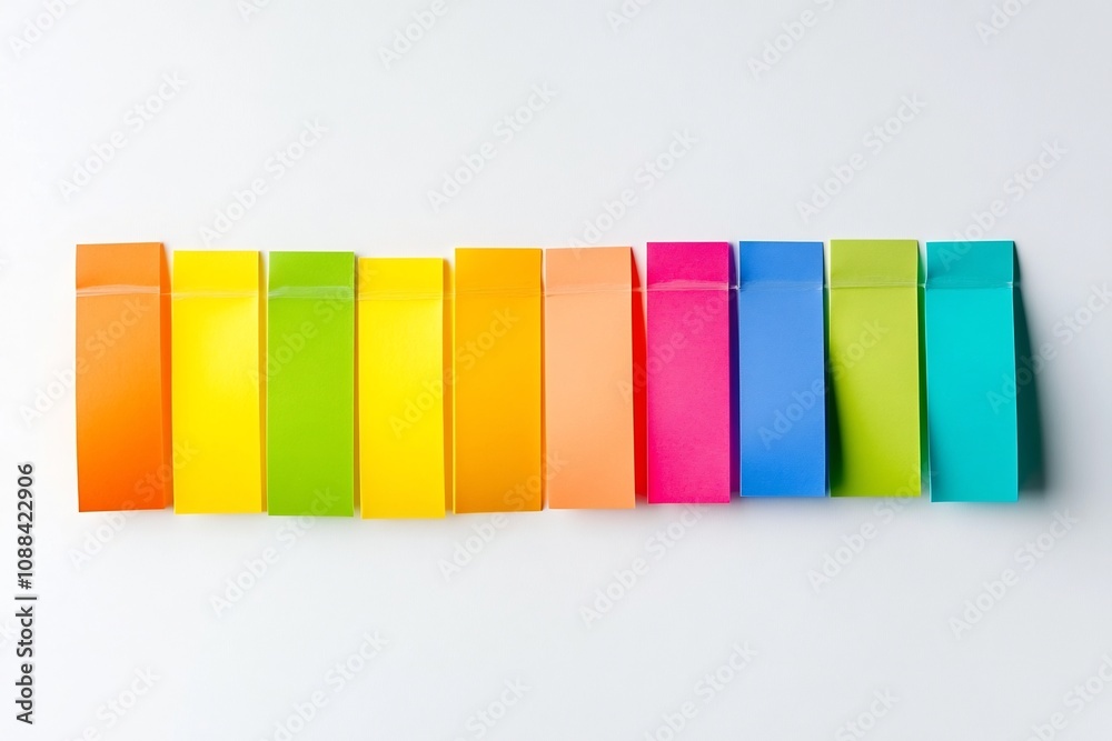 Bright Colorful Sticky Flag Arrangement on White Background Bright Colorful Sticky Flag Arrangement on White Background