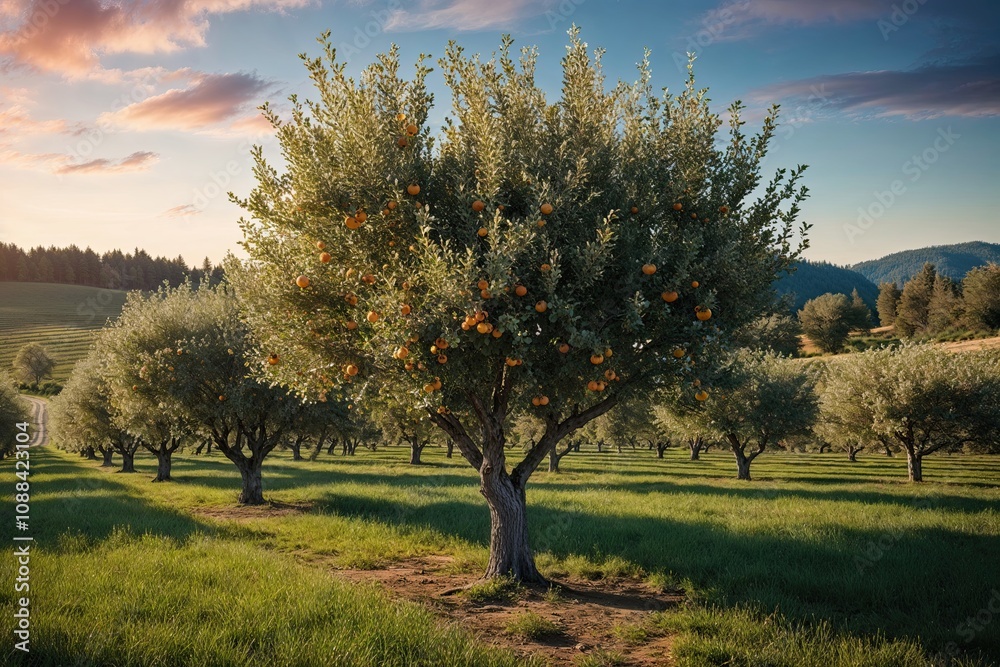 Lovely Pastoral Orchard Trees in Secluded Rural Setting - Three-Dimensional Graphic Lovely Pastoral Orchard Trees in Secluded Rural Setting - Three-Dimensional Graphic