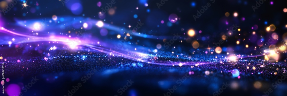 Fototapeta premium Facebook Header Cosmic Glow with Purple and Blue Sparkling Lights