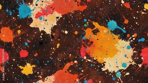 Hippie tie shirt seamless pattern featuring chocolate dirty fabric design with watercolor batik print and abstract color paint splash