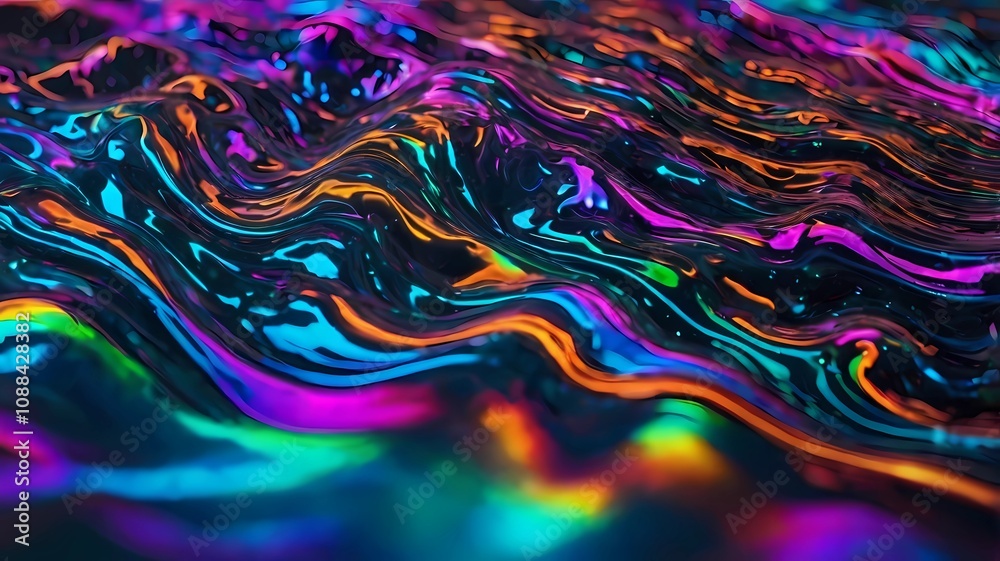 Holographic Neon Fluid Waves Holographic Neon Fluid Waves