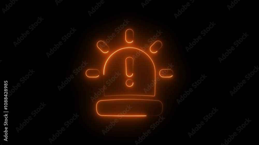 Neon Alarm Beacon – Glowing Exclamation Mark on a Siren Icon Neon Alarm Beacon – Glowing Exclamation Mark on a Siren Icon