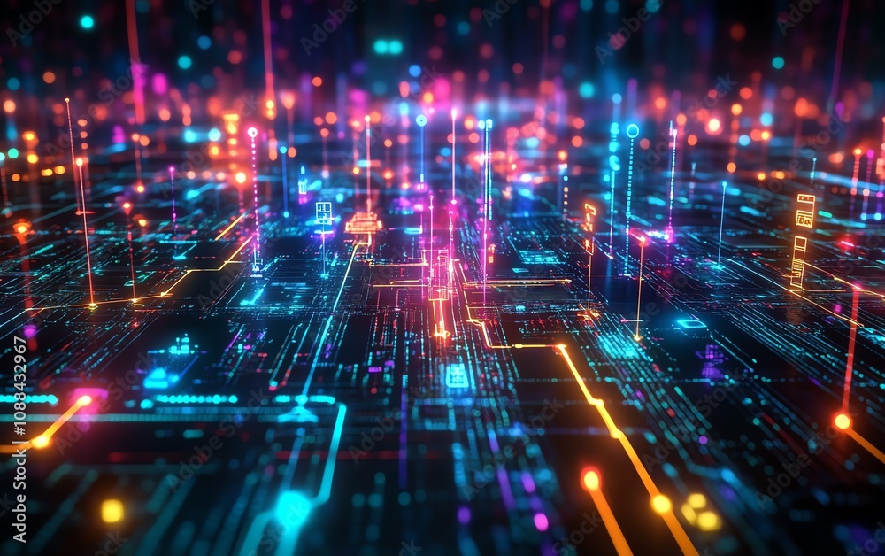 A vibrant and intricate depiction of a global business network, glowing AIpowered pathways linking diverse individuals and business icons, futuristic tones A vibrant and intricate depiction of a global business network, glowing AIpowered pathways linking diverse individuals and business icons, futuristic tones