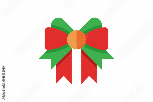 Christmas ribbon bow vector icon illustration.