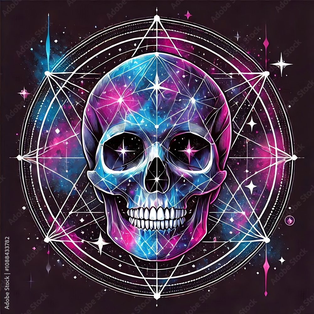 Cosmic skull within a geometric galaxy design. Cosmic skull within a geometric galaxy design.