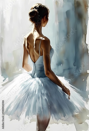 The graceful ballerina in a light blue tutu