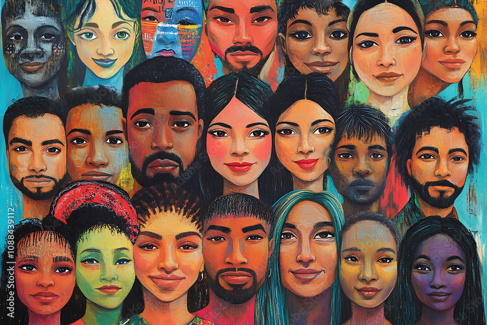 A vibrant collage of diverse faces showcasing unity and cultural richness. A vibrant collage of diverse faces showcasing unity and cultural richness.