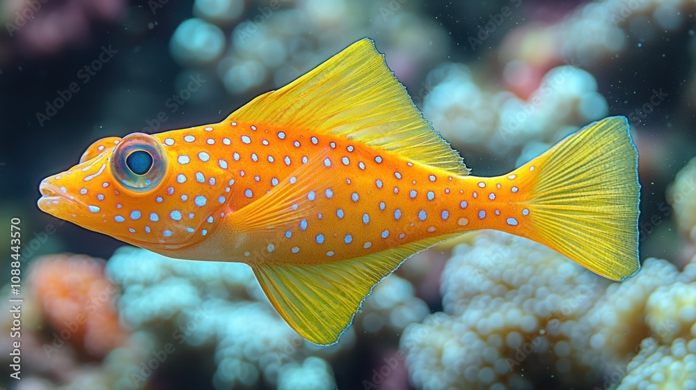 Obraz premium Yellow Spotted Fish Underwater