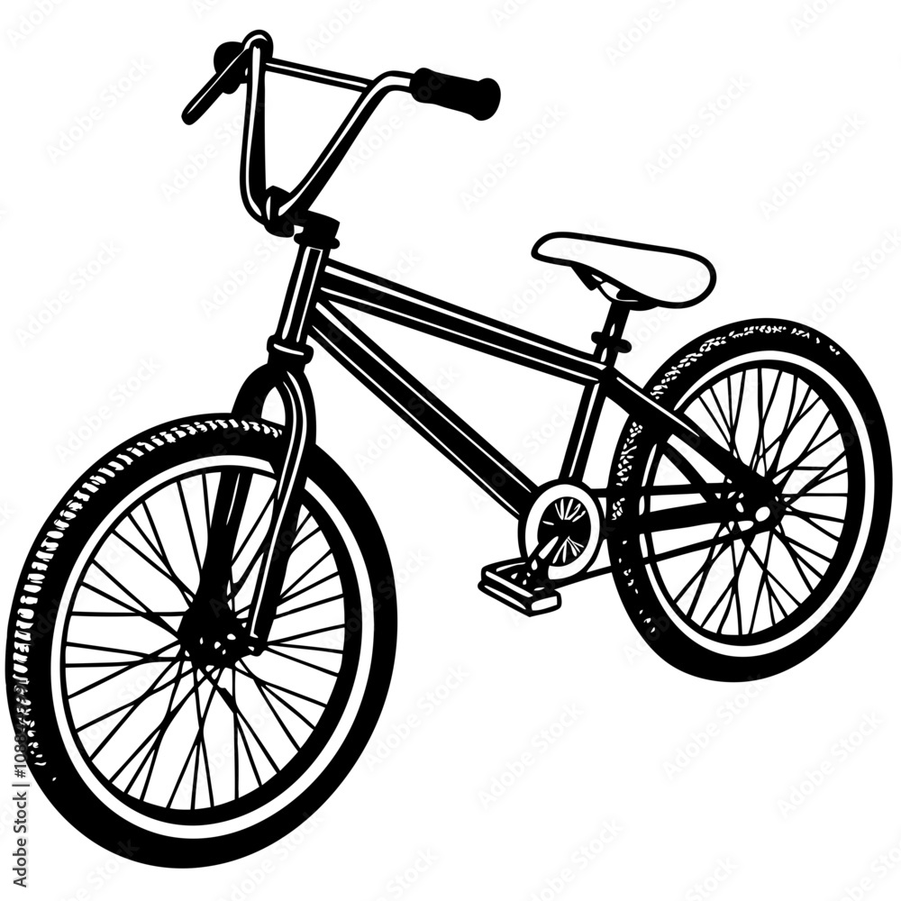 Naklejka premium BMX Bike Illustration: A detailed line drawing of a classic BMX bicycle, perfect for design projects needing a vintage or sporty feel. 