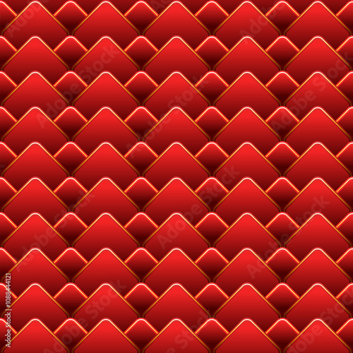 seamless pattern of overlapping red squares with thin gold borders, creating a dynamic and luxurious texture.
