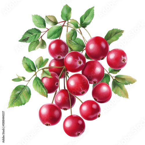 Simple watercolor cranberries isolated on a white background. PNG