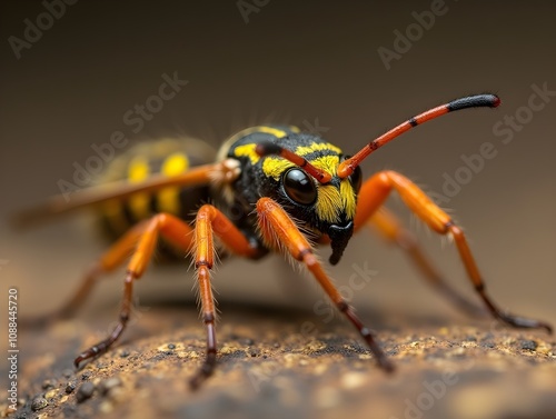 Hemipepsis tamisieri is a species of afrotropical pepsid spider wasp, one of the so-called tarantula hawks because its preferred prey are tarantulas of the family Theraphosidae. photo