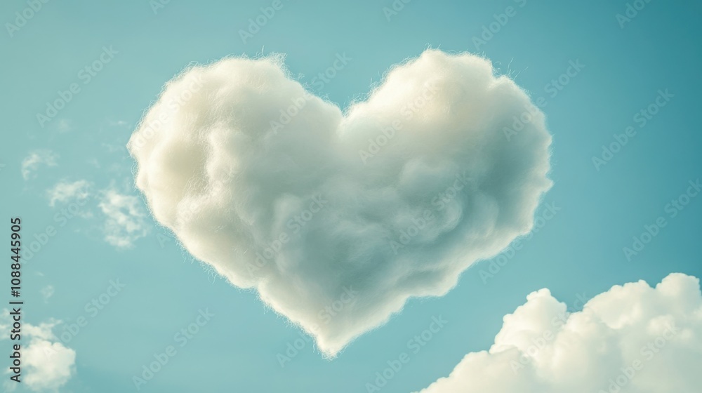 Cotton Heart: A heart-shaped fluffy cloud made of cotton or picture Cotton Heart: A heart-shaped fluffy cloud made of cotton or picture