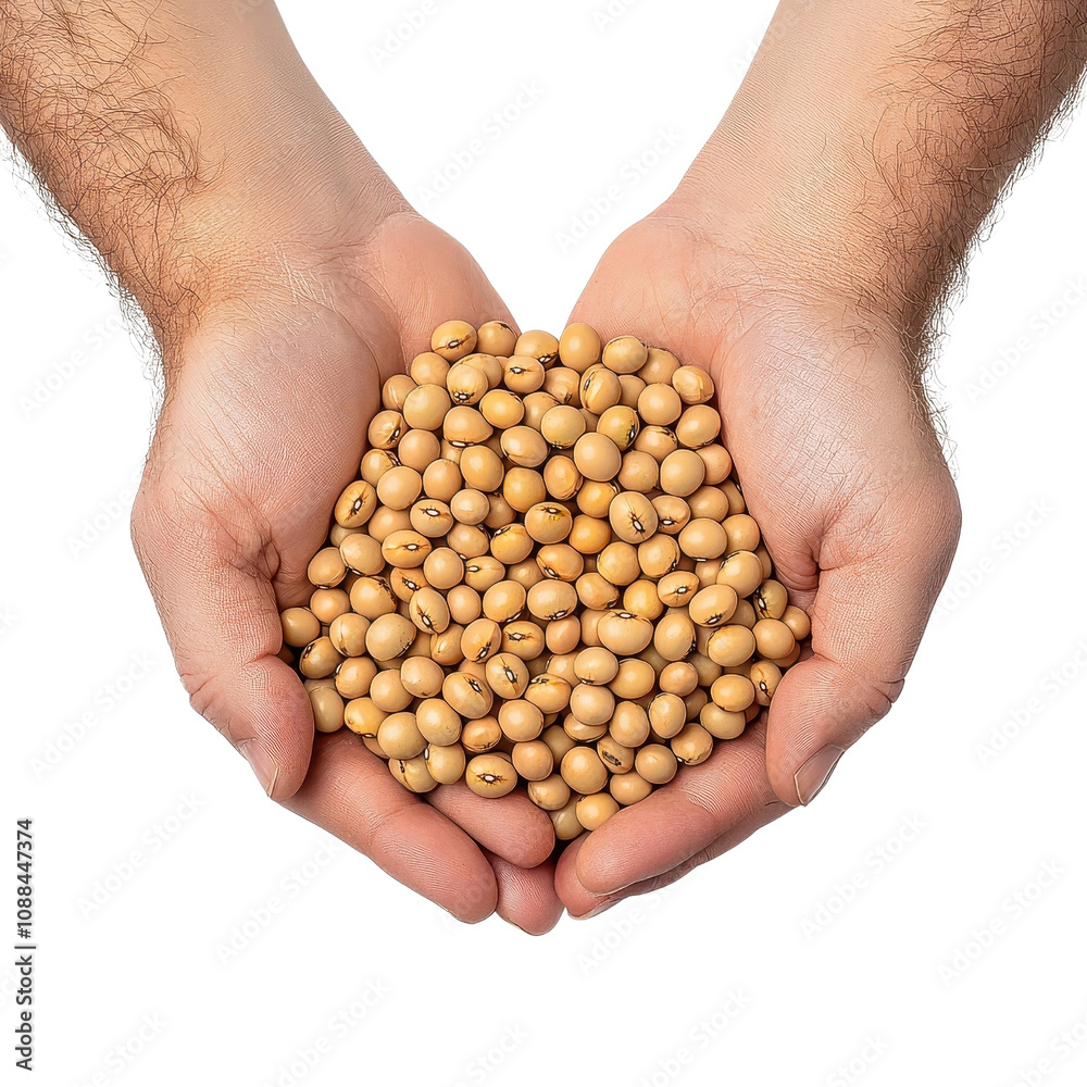 Hand holding soybeans, isolated on a white background. PNG Hand holding soybeans, isolated on a white background. PNG
