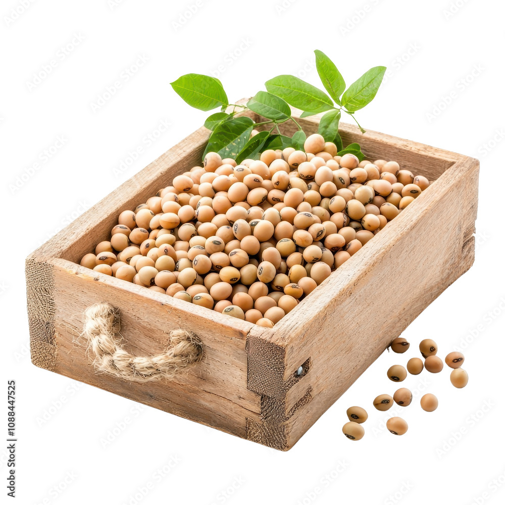 Wooden tray with soybeans, isolated on a white background. PNG Wooden tray with soybeans, isolated on a white background. PNG
