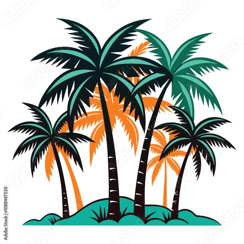 Palm Tree Vector Illustrations for Tropical Nature Art Projects and Beach Inspired Graphic Design photo