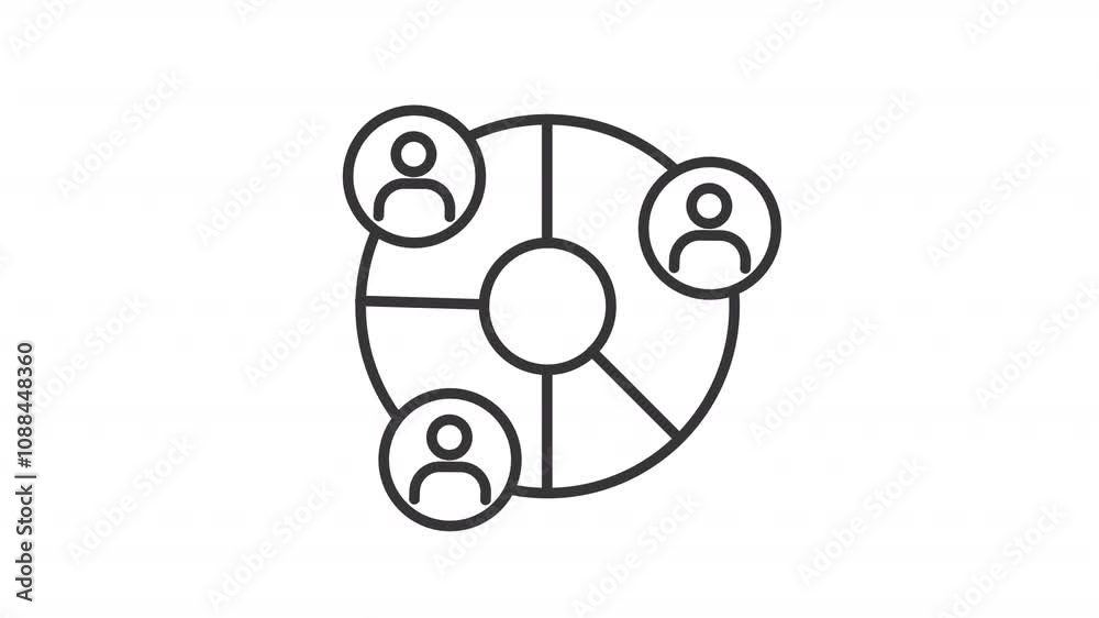 Market segmentation line animation. Data pie chart animated icon. Customers, diagram. Moving segment lines. Black illustration on white background. HD video with alpha channel. Motion graphic Market segmentation line animation. Data pie chart animated icon. Customers, diagram. Moving segment lines. Black illustration on white background. HD video with alpha channel. Motion graphic