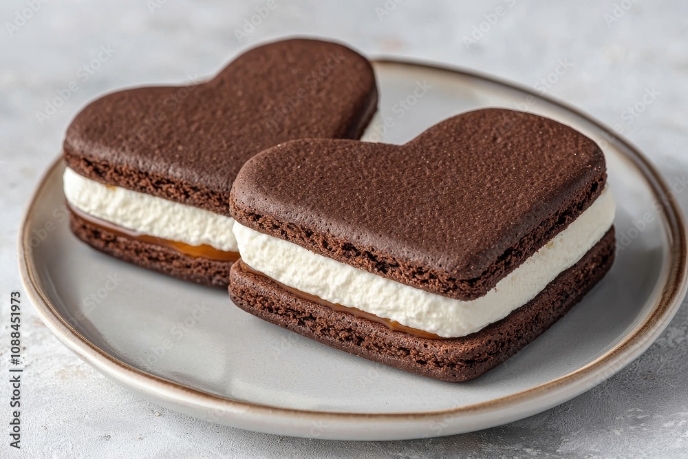 Delicious Heart Shaped Chocolate Ice Cream Sandwiches