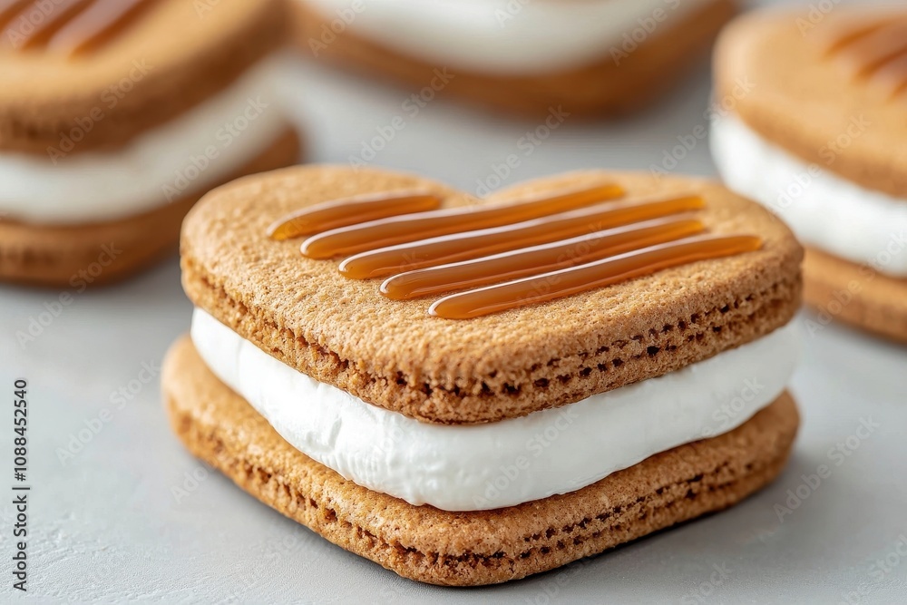 Heart Shaped Caramel Marshmallow Cookies Heart Shaped Caramel Marshmallow Cookies