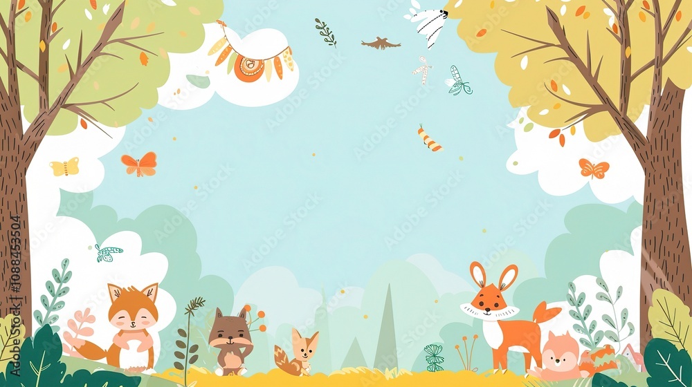 Cute Children's Cartoon Background - A Whimsical World of Fun and Imagination for Kids. The Colorful and Playful Elements, with Charming Characters and Cheerful Scenes Cute Children's Cartoon Background - A Whimsical World of Fun and Imagination for Kids. The Colorful and Playful Elements, with Charming Characters and Cheerful Scenes