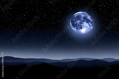 full moon and stars
