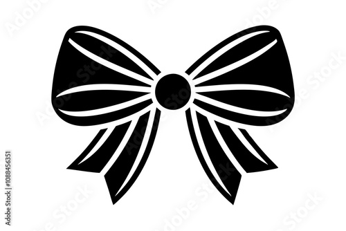 Christmas bow silhouette vector, Ribbon vector illustration.