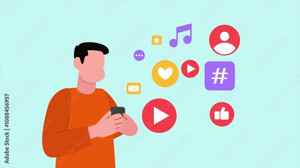 Animated video Social media concept. Full length animation illustration. High quality 4k footage. Animated video Social media concept. Full length animation illustration. High quality 4k footage.