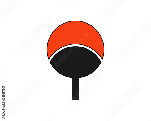 Minimalist Table Tennis Racket Illustration Red and Black Paddle Design Sleek and Clean Ping Pong Racket Design for Branding and Graphics