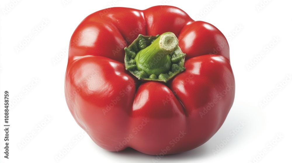 Fresh Red Bell Pepper with Vibrant Color and Unique Shape Isolated on White Surface Perfect for Healthy Eating and Culinary Concepts Fresh Red Bell Pepper with Vibrant Color and Unique Shape Isolated on White Surface Perfect for Healthy Eating and Culinary Concepts
