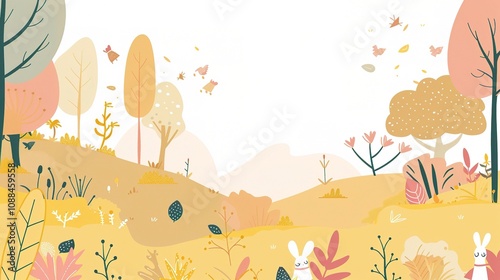 Cute Children's Cartoon Background - A Whimsical World of Fun and Imagination for Kids. The Colorful and Playful Elements, with Charming Characters and Cheerful Scenes