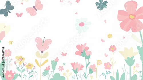 Wallpaper Mural Cute Children's Cartoon Background - A Whimsical World of Fun and Imagination for Kids. The Colorful and Playful Elements, with Charming Characters and Cheerful Scenes Torontodigital.ca