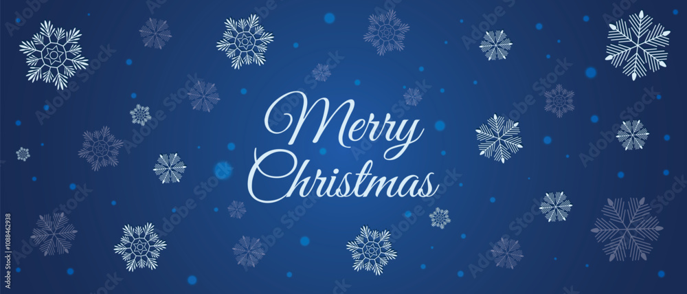 Merry Christmas template background. Christmas background of beautiful complex snowflakes in blue colors. Winter illustration with falling snow. Merry Christmas template background. Christmas background of beautiful complex snowflakes in blue colors. Winter illustration with falling snow.
