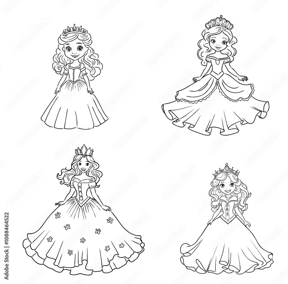 Fototapeta premium Little Princess Coloring page for kids