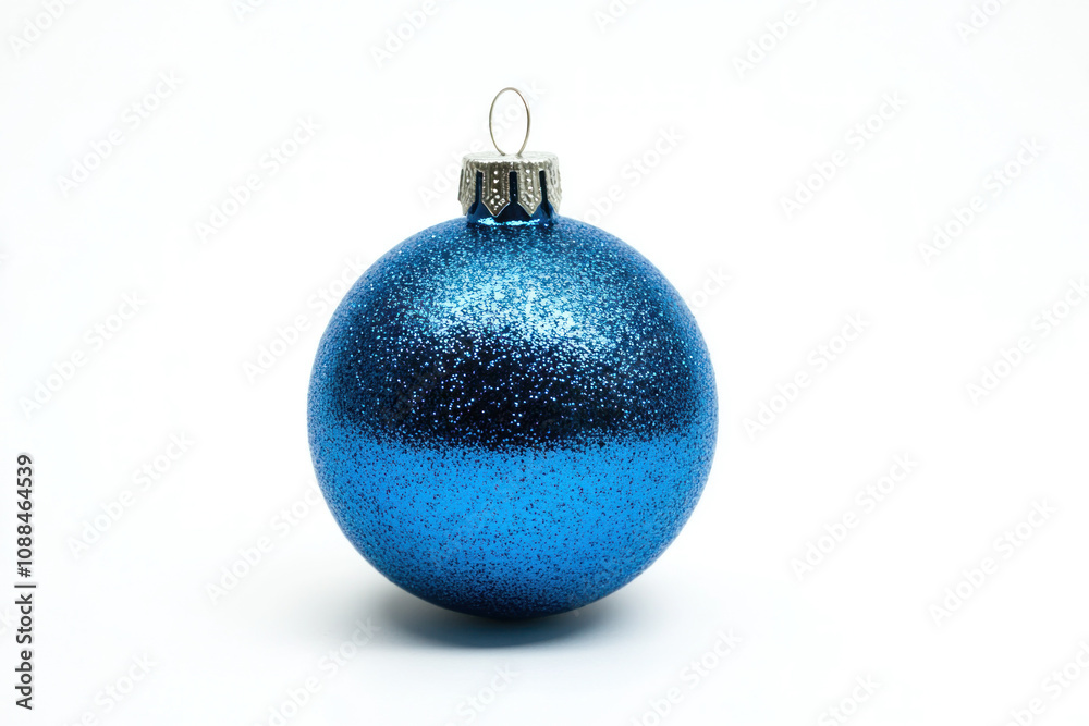 Blue Christmas ball against a white background. Blue Christmas ball against a white background.