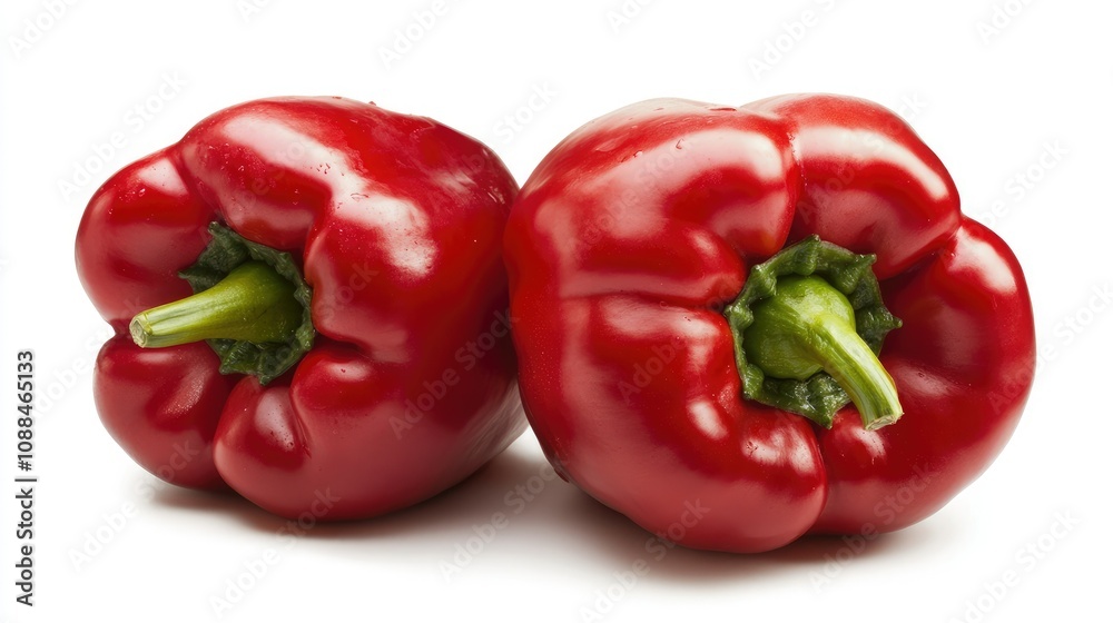 Fresh and Vibrant Red Bell Peppers Displayed Together on a White Background, Perfect for Healthy Eating, Cooking, and Culinary Presentations in Various Recipes Fresh and Vibrant Red Bell Peppers Displayed Together on a White Background, Perfect for Healthy Eating, Cooking, and Culinary Presentations in Various Recipes
