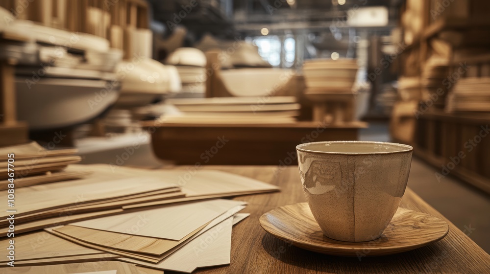 Cup on Wood Table. Cup on Wood Table.