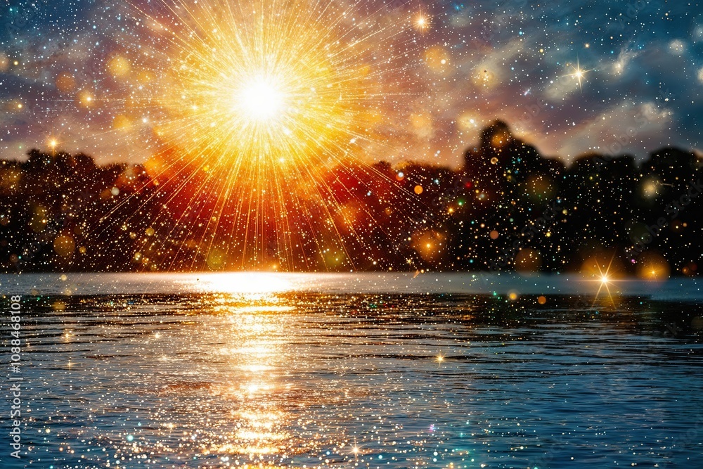 Obraz premium Enchanting Sunlight Effects with Shimmering Light and Vibrant Visuals