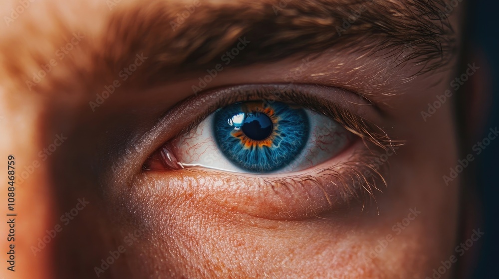 A captivating close-up of a male eye reveals intricate details and vivid colors, providing an opportunity to explore the beauty of the male eye with ample copy space. A captivating close-up of a male eye reveals intricate details and vivid colors, providing an opportunity to explore the beauty of the male eye with ample copy space.