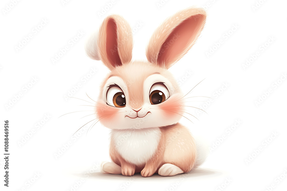 Cute cartoon rabbit with big ears and expressive eyes, designed for children's illustrations. Cute cartoon rabbit with big ears and expressive eyes, designed for children's illustrations.