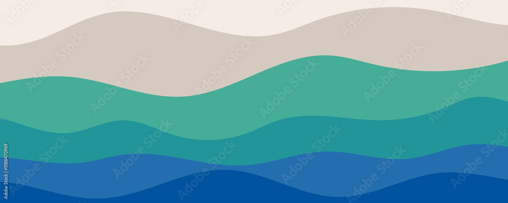 Sea waves layered vector background illustration and sea beach vector illustration. Sea waves layered vector background illustration and sea beach vector illustration.