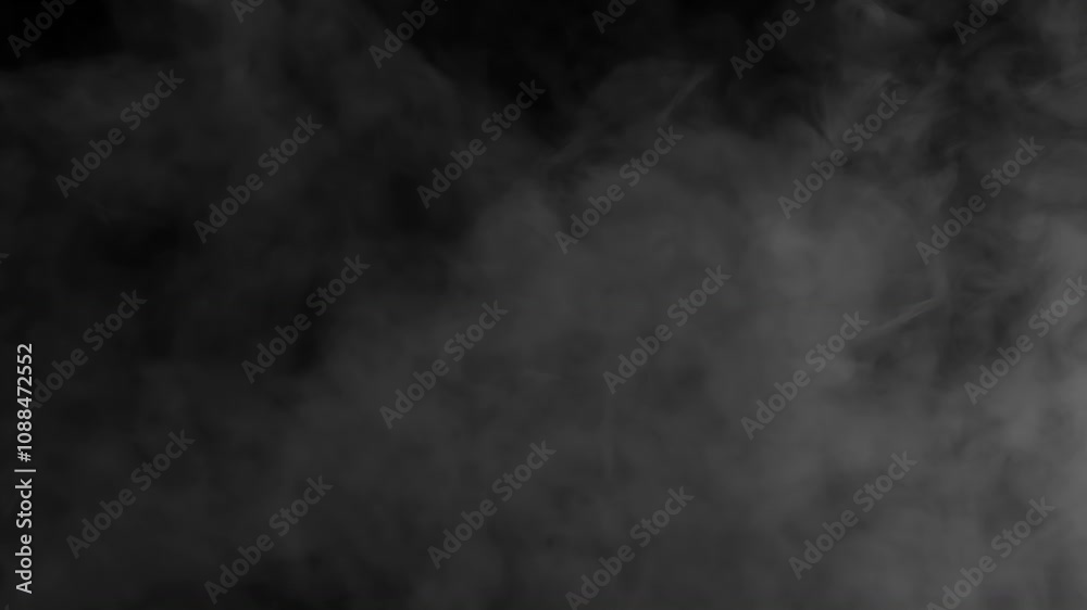 White Smoke is Slowly Moving. Gray smoke on a black background slowly dissipates and disappears from the screen