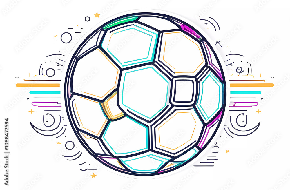 Obraz premium A colorful soccer with a red and orange design on the bottom.