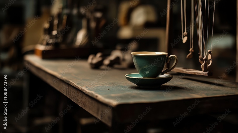Teacup on Wooden Table.