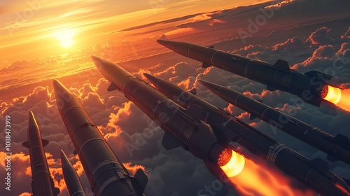 It is sunset, and the missiles are pointed skyward.