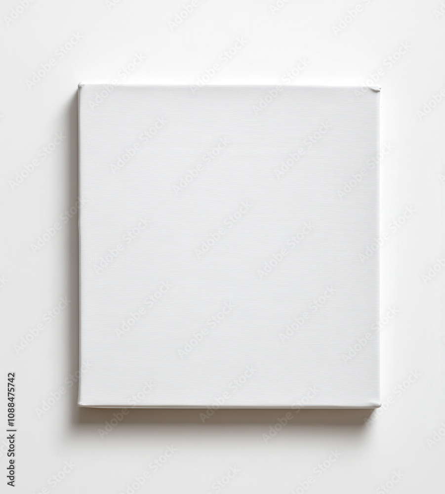 Empty white canvas mockup on a clean white background Empty white canvas mockup on a clean white background