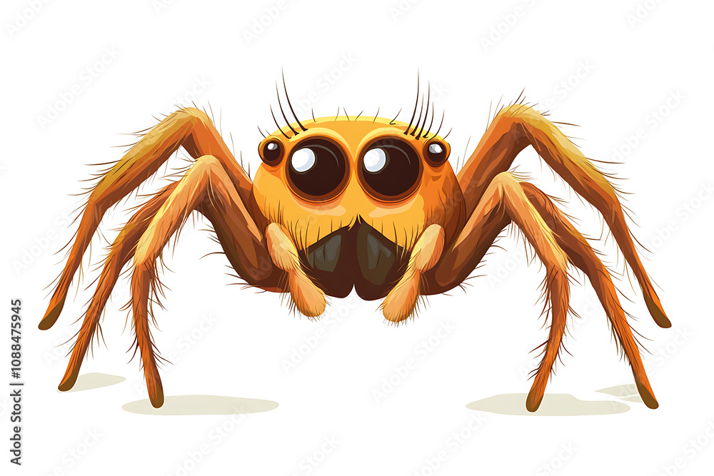 A cartoon-style illustration of a friendly-looking spider with large eyes. A cartoon-style illustration of a friendly-looking spider with large eyes.