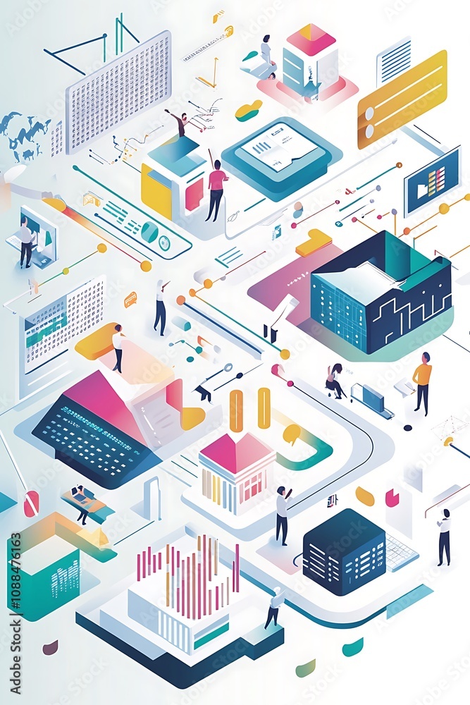 Obraz premium Global Data Network System Illustrates Complex Information Flow